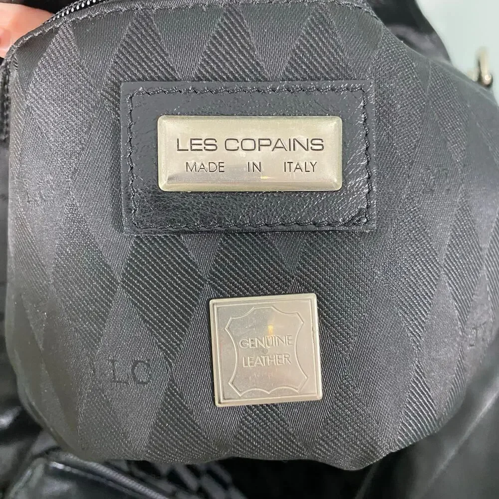 Les Copains Vtg Made In Italy Top Handle Laptop Leather Bag with Crossbody Strap